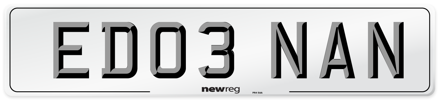 ED03 NAN Number Plate from New Reg